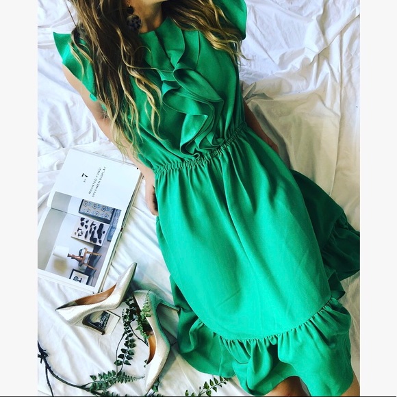 kate spade Dresses & Skirts - Kate spade emerald ruffle sleeveless dress size 16